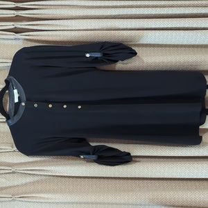 Calvin Klein NWT Size Large Black Dress w/gold details and tie waist